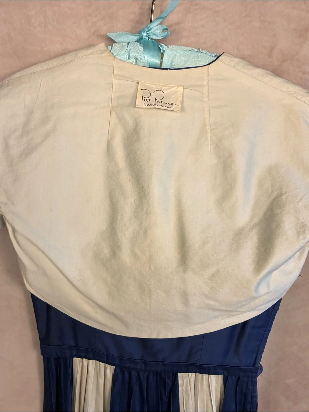Vintage Pat Premo California 2pc Navy Cream Polished Cotton Sundress & Bolero XS